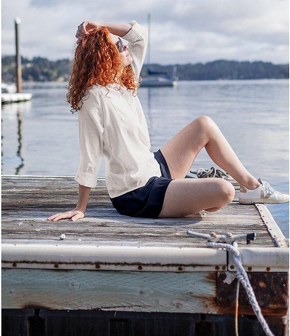 Aventura Devon Button Front 3/4 Sleeve Organic Cotton Top Product Image