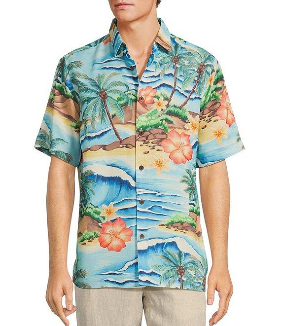 Caribbean Scenic Print Short Sleeve Woven Shirt Product Image