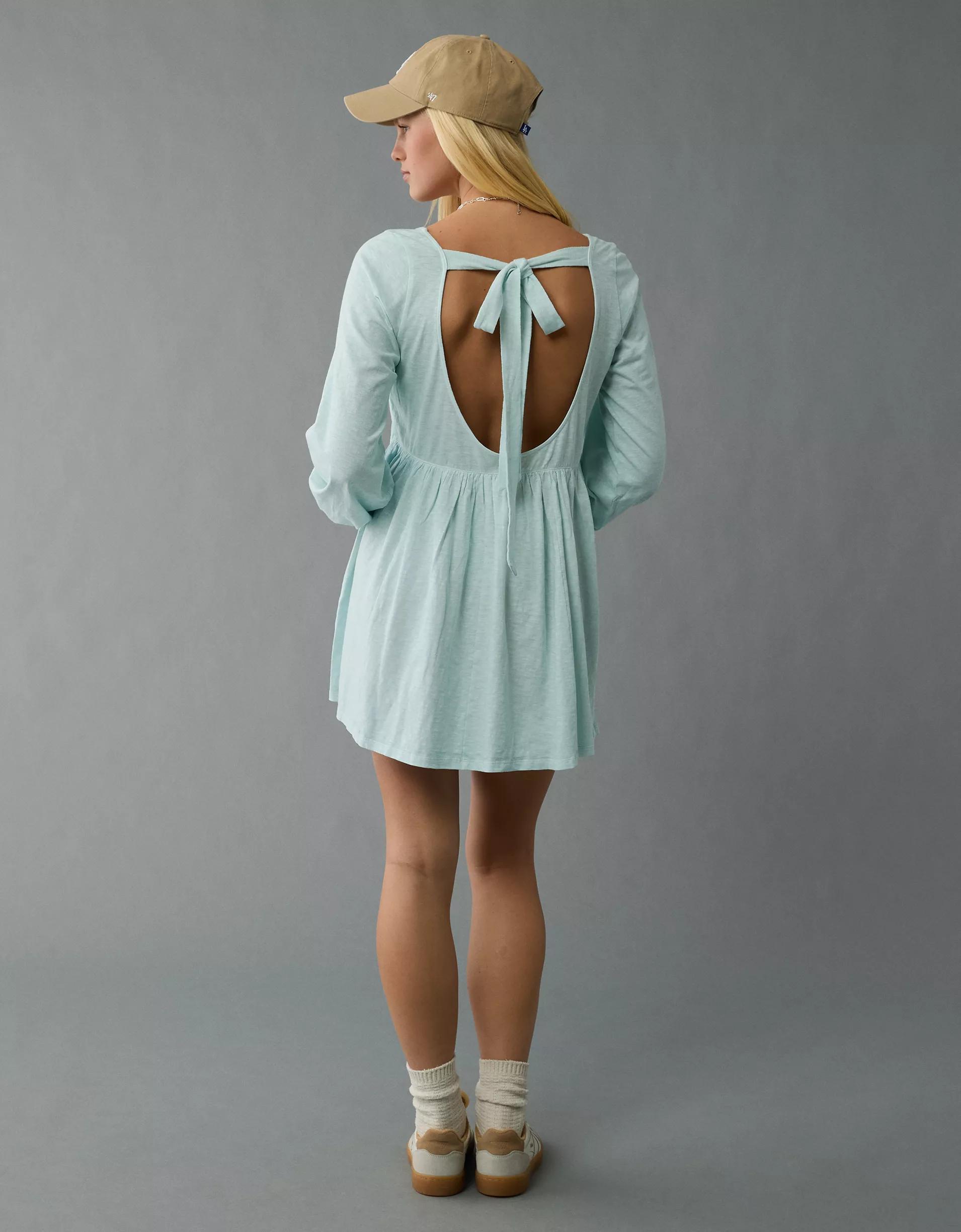 AE Sunchaser Knit Long-Sleeve Scoop Neck Mini Dress Product Image