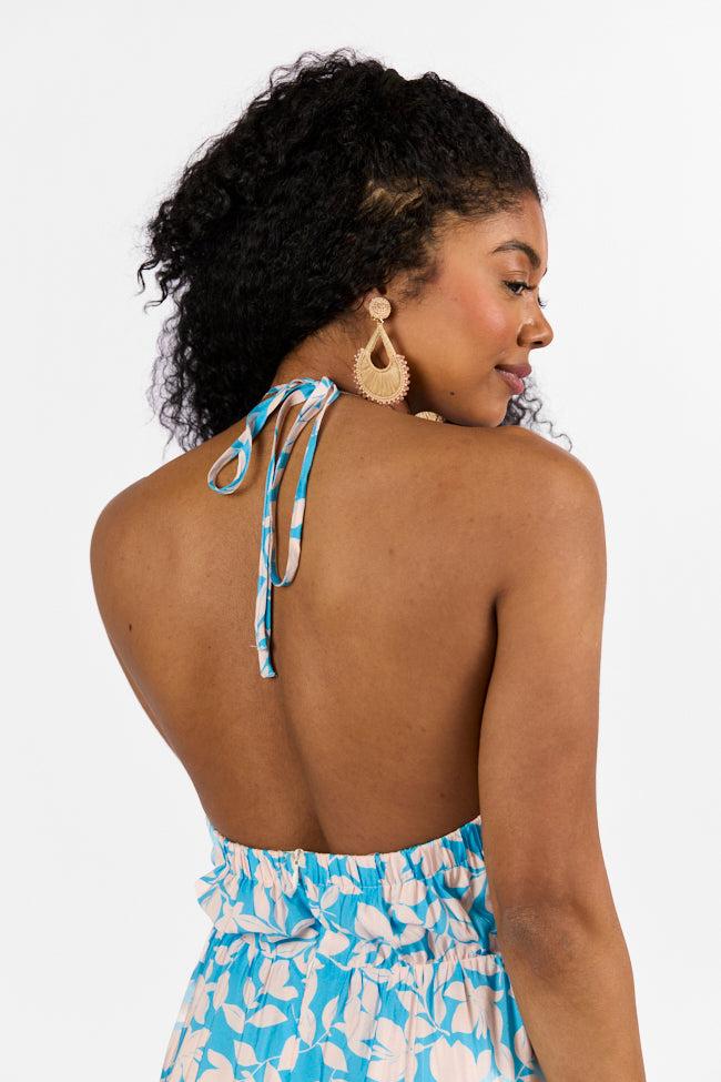 Golden Days Blue Halter Neck Printed Maxi Dress FINAL SALE Product Image