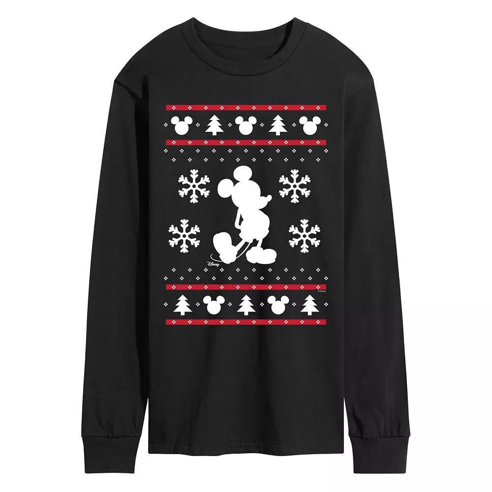 Men's Disney's Mickey Mouse Christmas Graphic Long Sleeve Graphic Tee,  Product Image