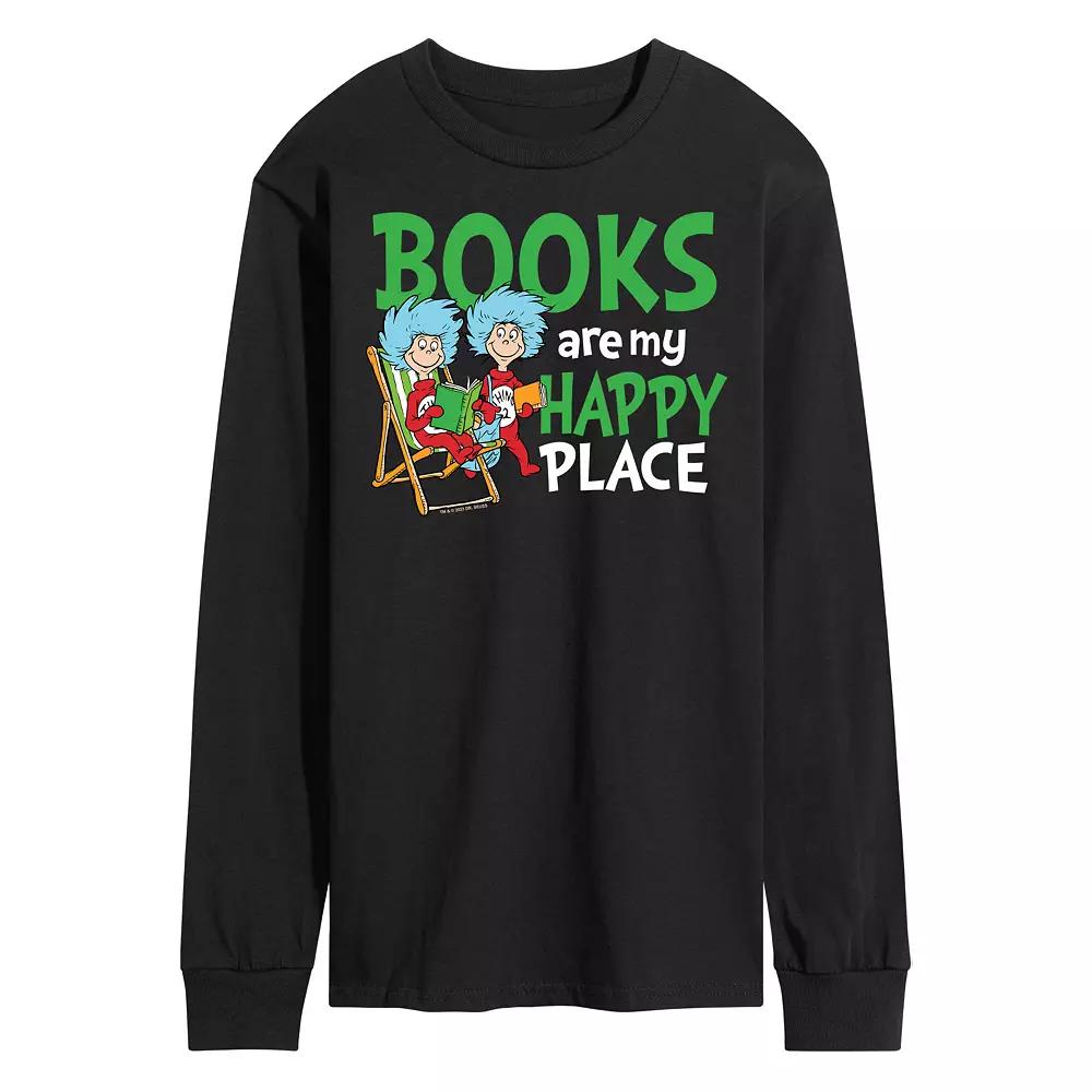 Men's Dr Seuss Books Are My Happy Place Long Sleeve Graphic Tee,  Product Image