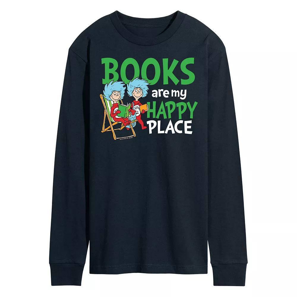 Men's Dr Seuss Books Are My Happy Place Long Sleeve Graphic Tee,  Product Image