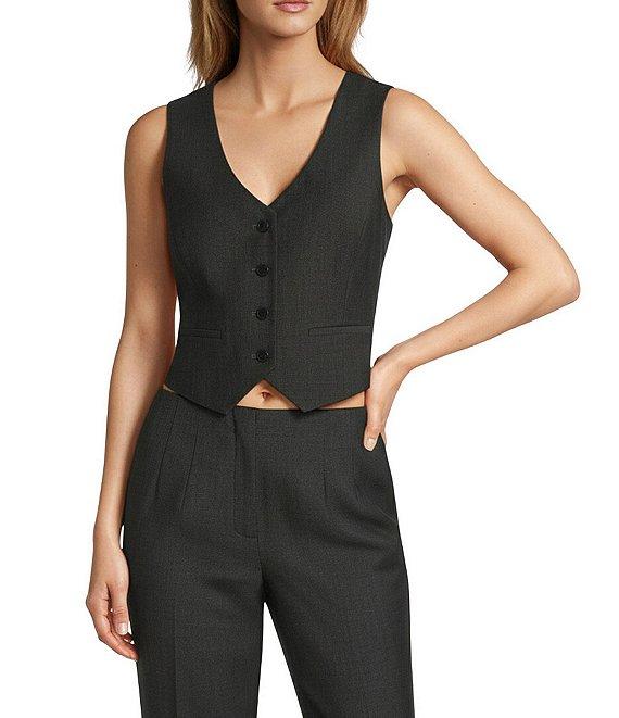 Antonio Melani Melinda V-Neck Sleeveless Wool Blend Button Front Vest Product Image