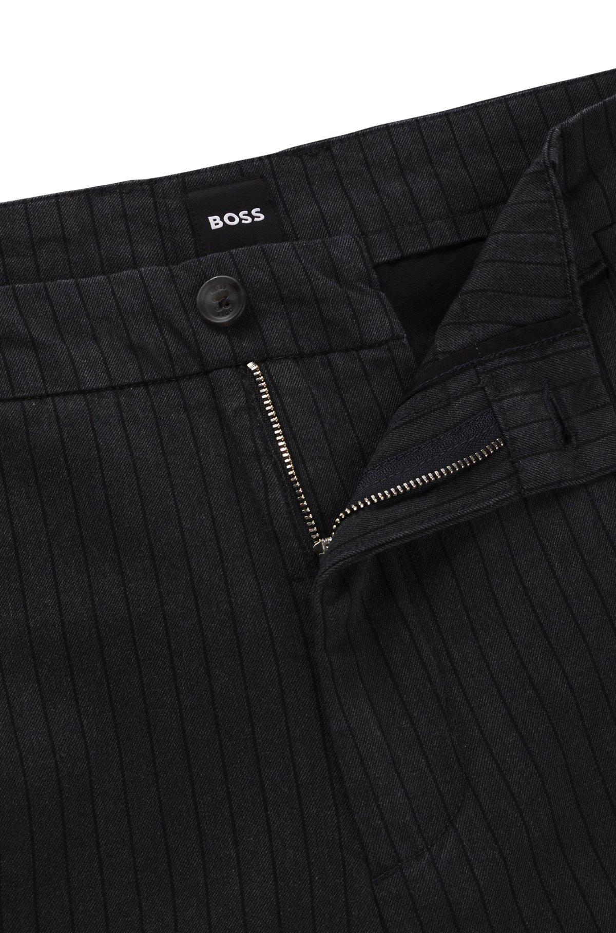 Tapered-fit trousers in striped brushed cotton Product Image
