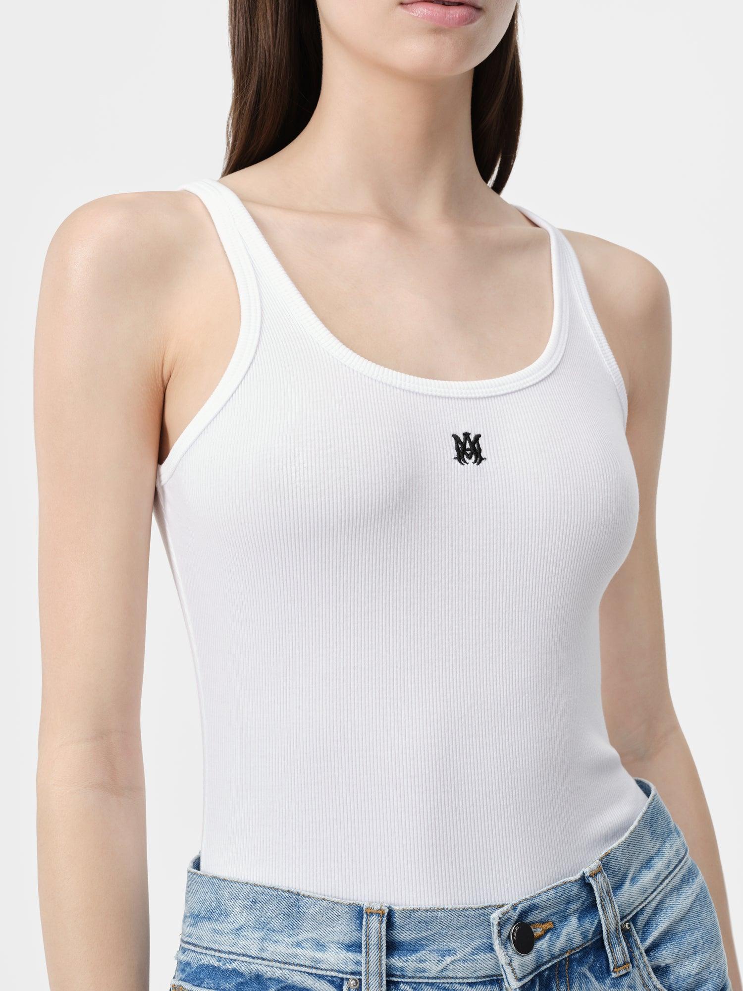 WOMEN - WOMEN'S MA EMBROIDERED RIBBED TANK - White Female Product Image