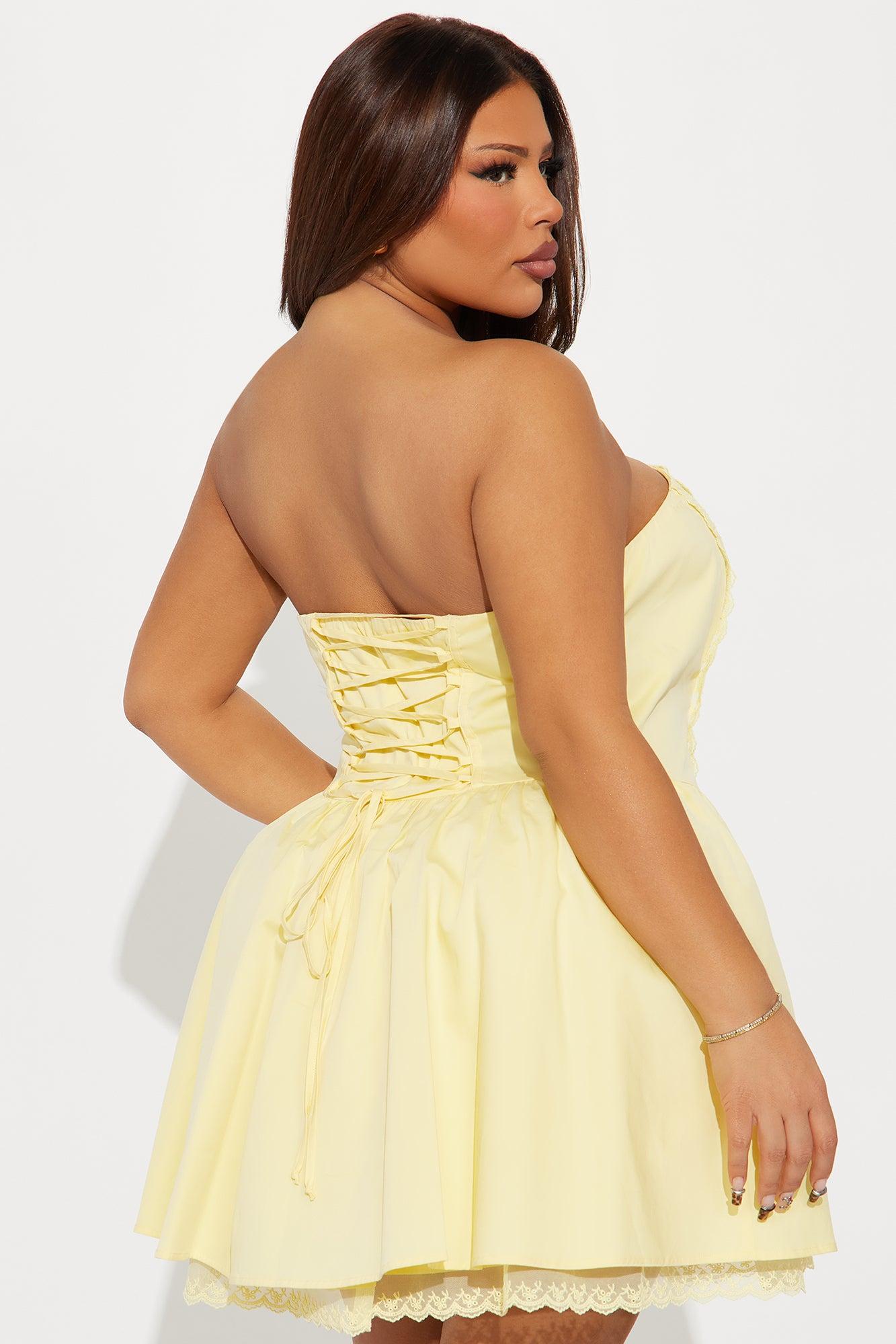 Carlita Stretch Poplin Mini Dress - Butter Yellow Product Image
