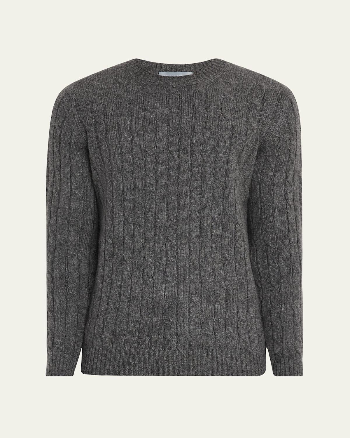 Mens Cashmere Cable Knit Crewneck Sweater Product Image