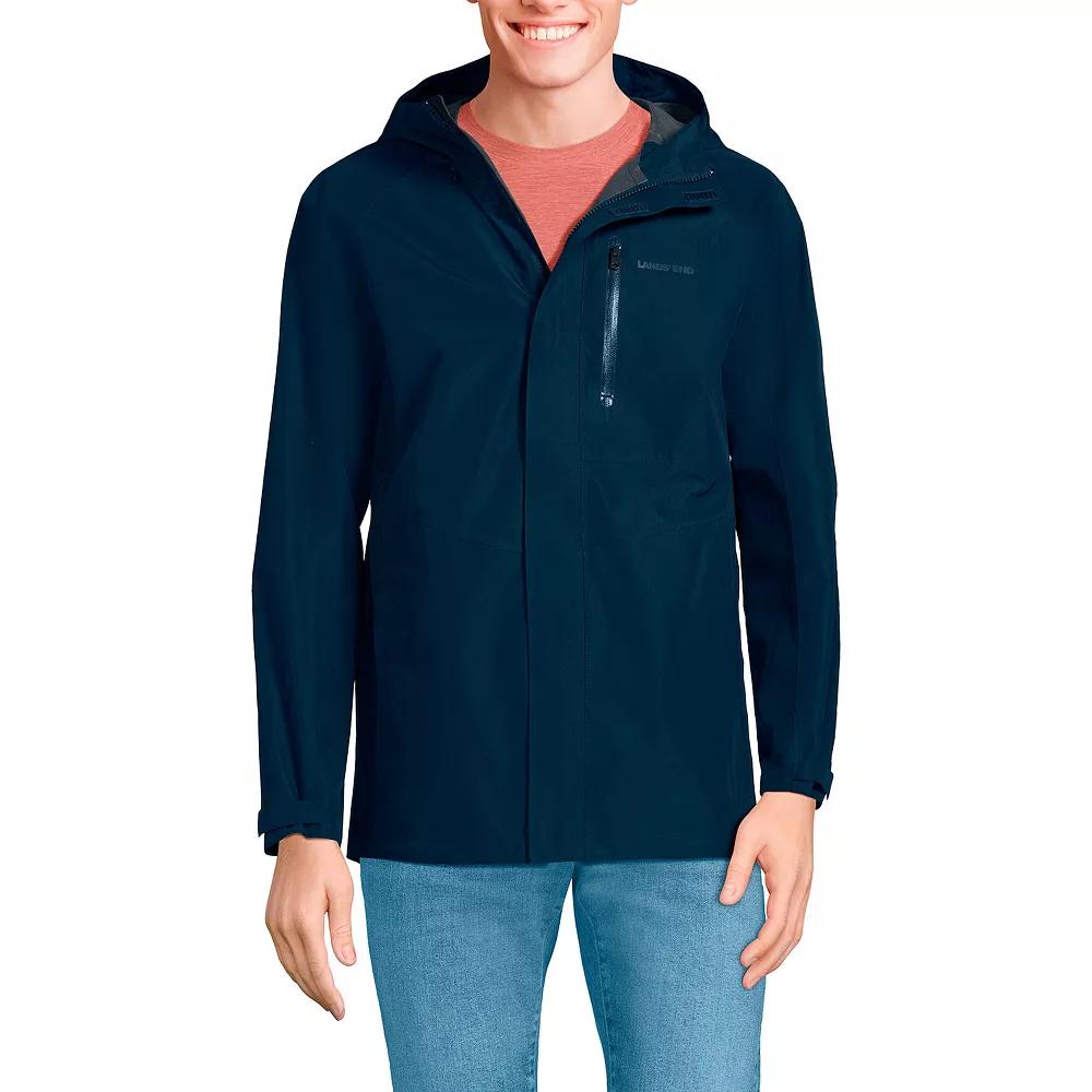 Men's Lands' End Waterproof Hooded Packable Rain Jacket,  Product Image