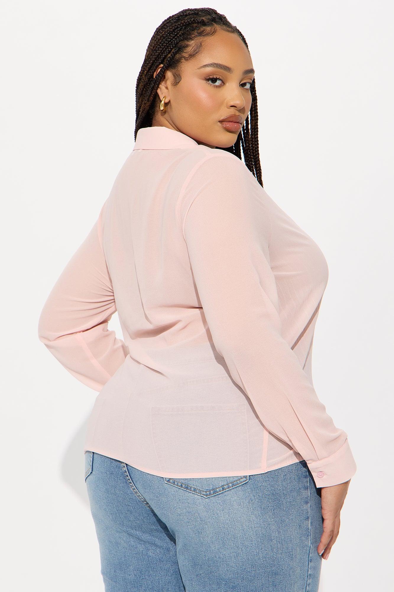 Royal Romance Pleated Chiffon Shirt - Blush Female Product Image