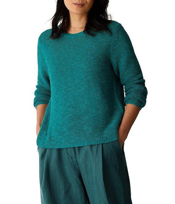 Eileen Fisher Textural Knit Round Neck Long Sleeve Pullover Sweater Product Image