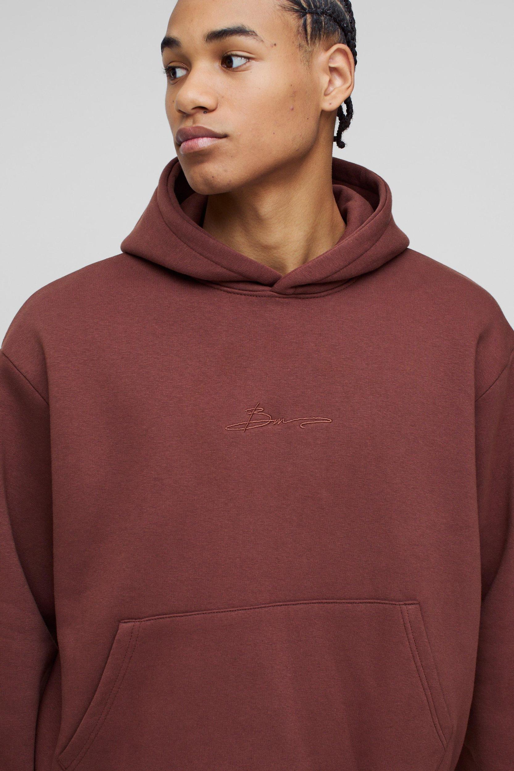 330GSM Oversized Boxy BM Signature Hoodie | boohooMAN USA Product Image