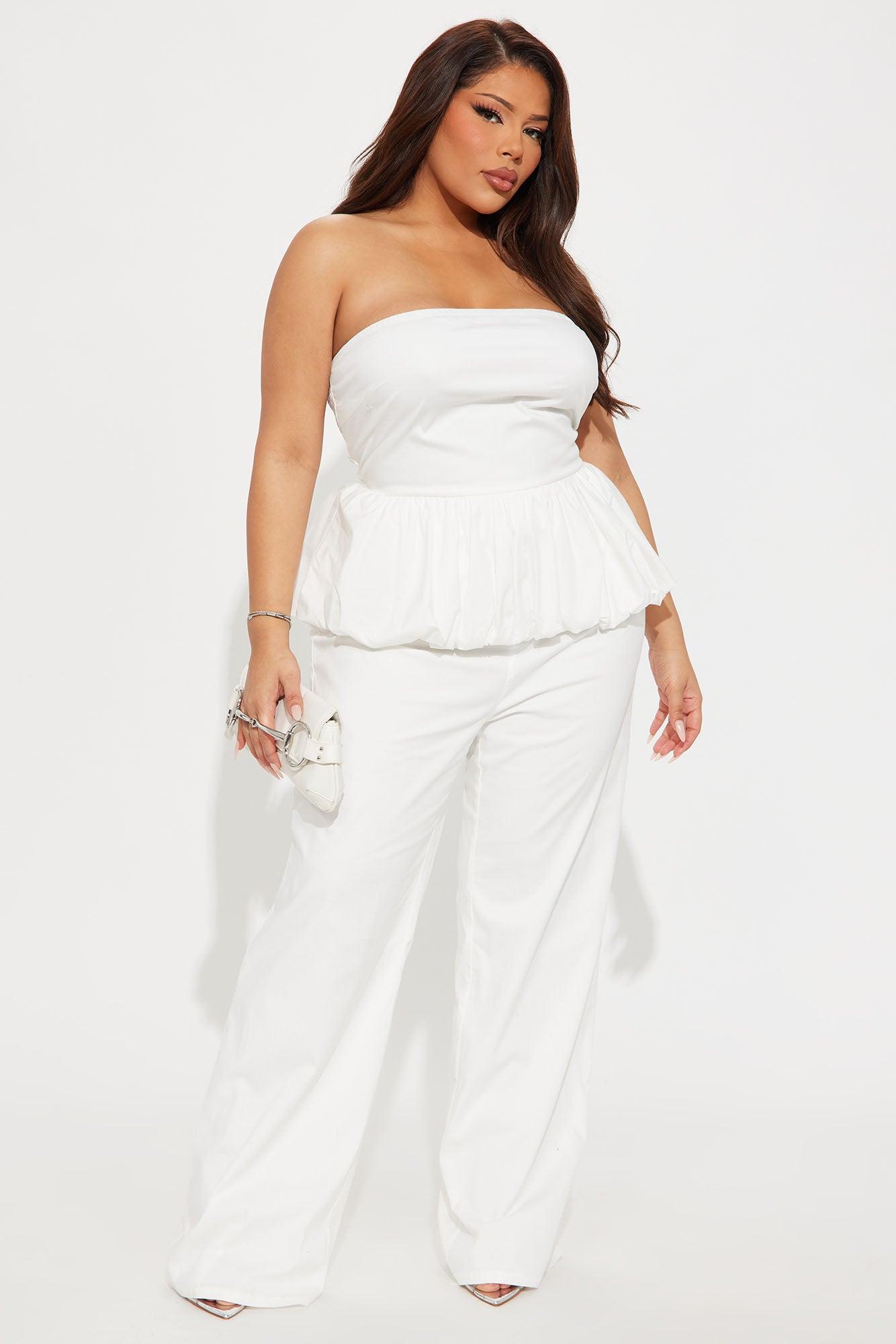 Poppy Peplum Jumpsuit - White Product Image