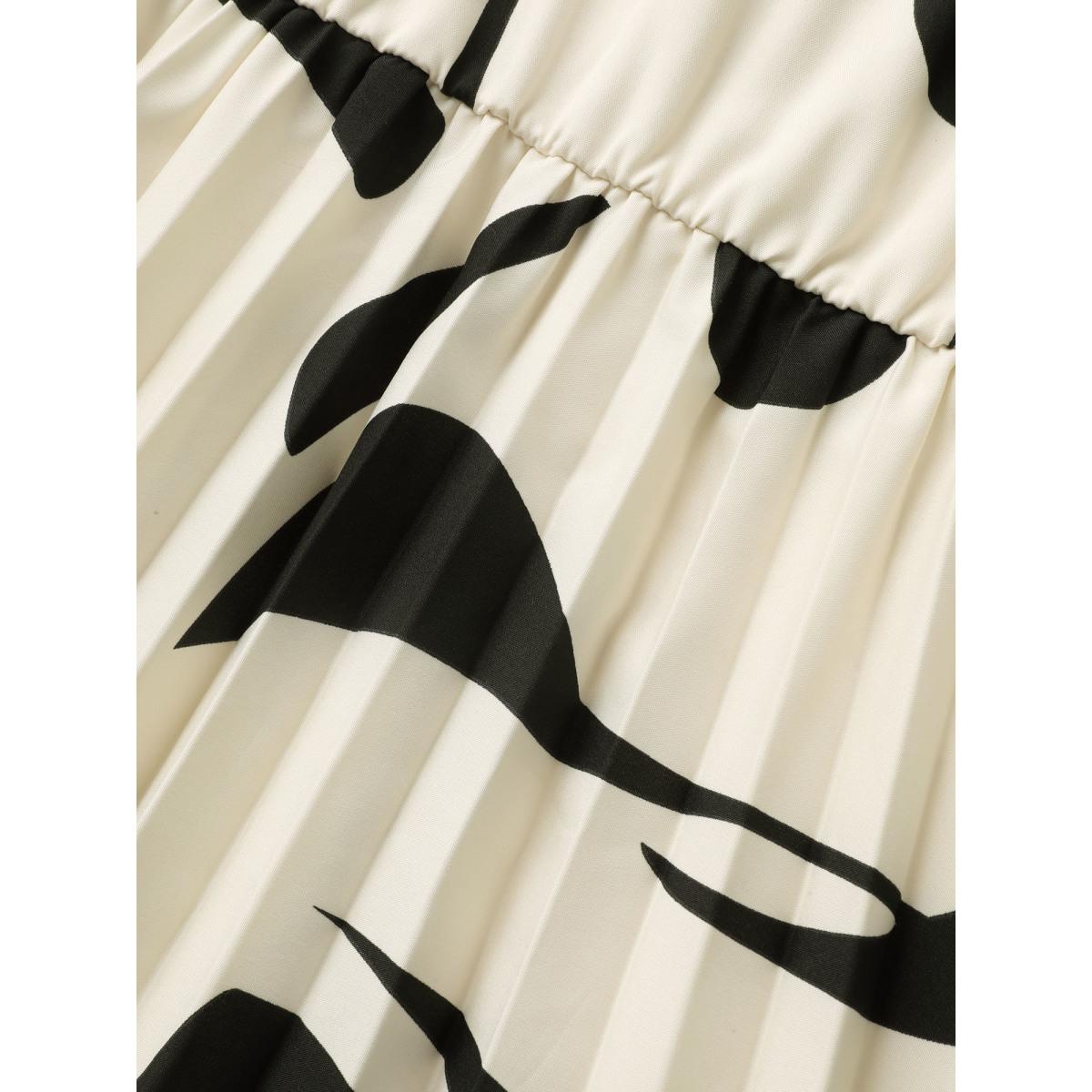 Plus Size Silhouette Floral Print Cap Sleeve Midi Dress Ivory Women At the Office Belted Flat collar with V-notch Cap Sleeve Curvy BloomChic 28/5X Product Image