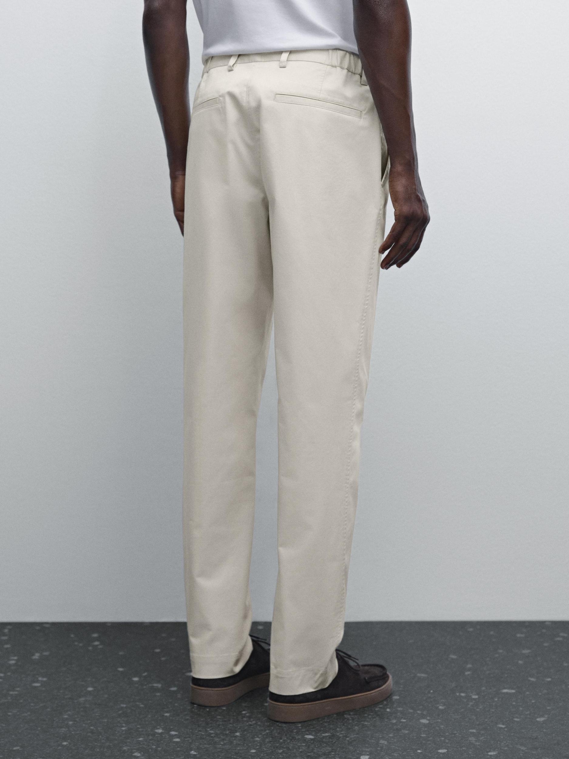 Cotton blend slim fit trousers Product Image
