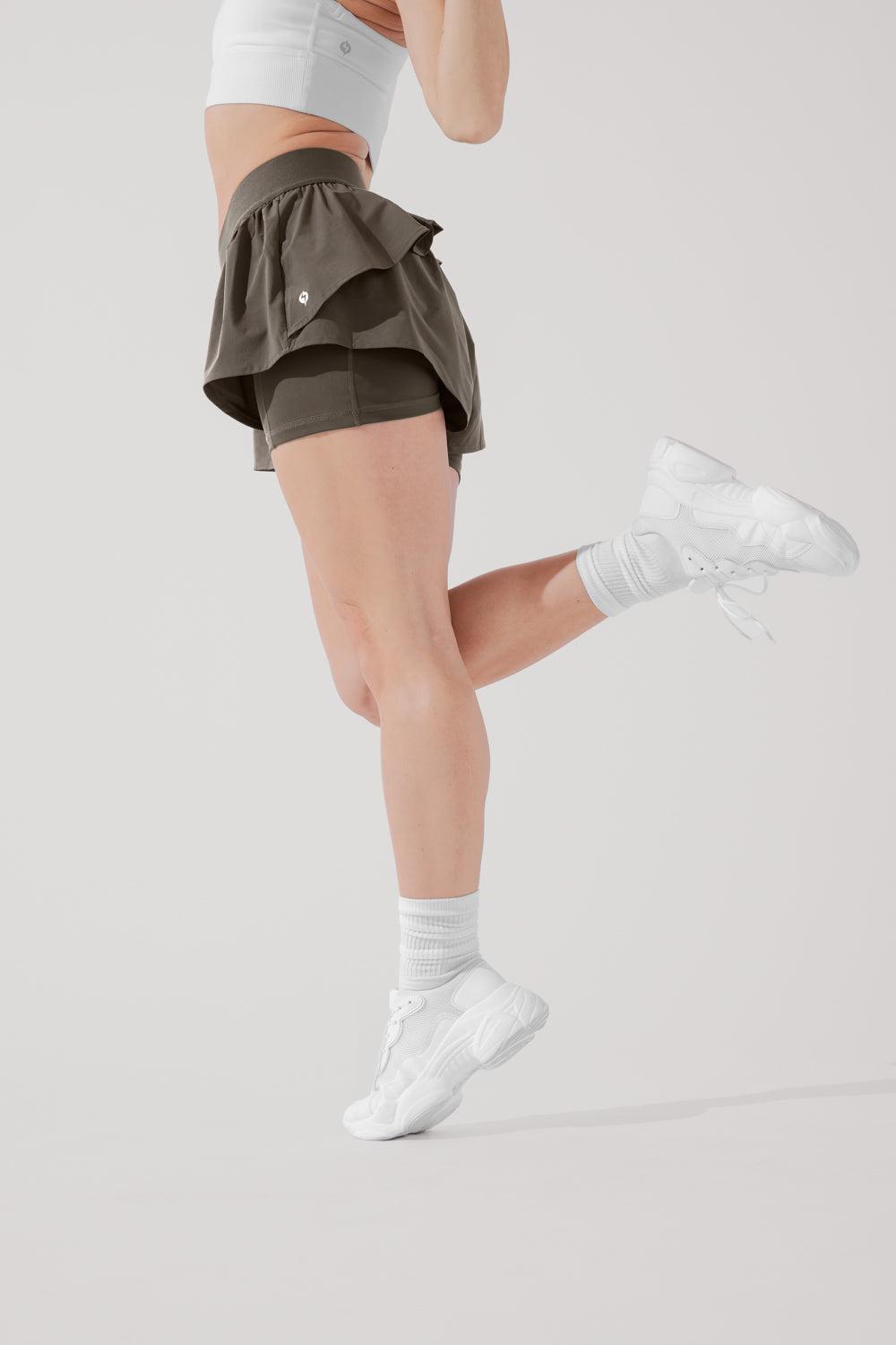 On the Run Ruffle Short - Deep Olive Product Image