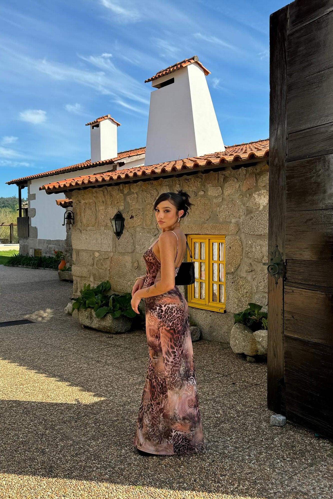 Safari Paradise Cover Up Maxi Dress - Brown/combo Product Image