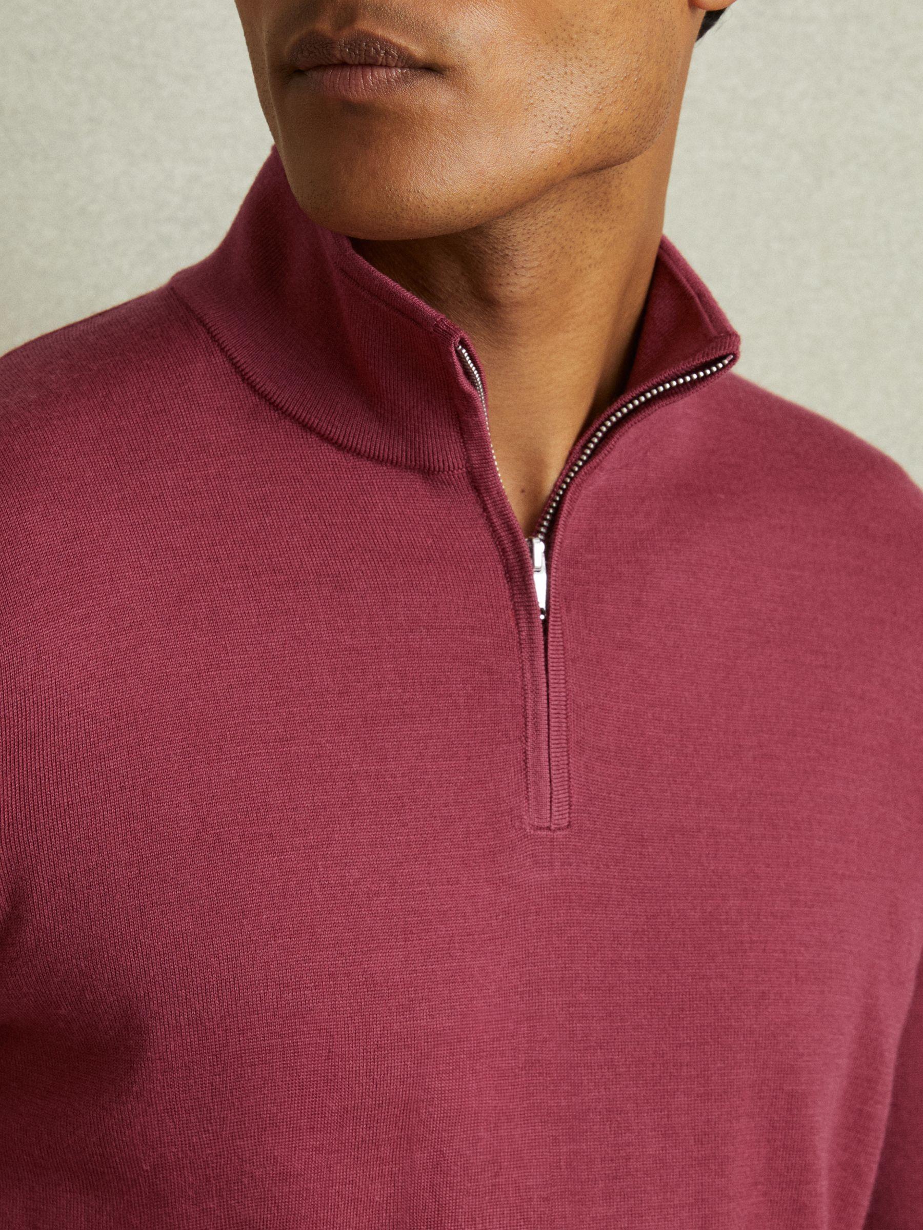 Merino Wool Half-Zip Polo Shirt in Cherry Pink Product Image