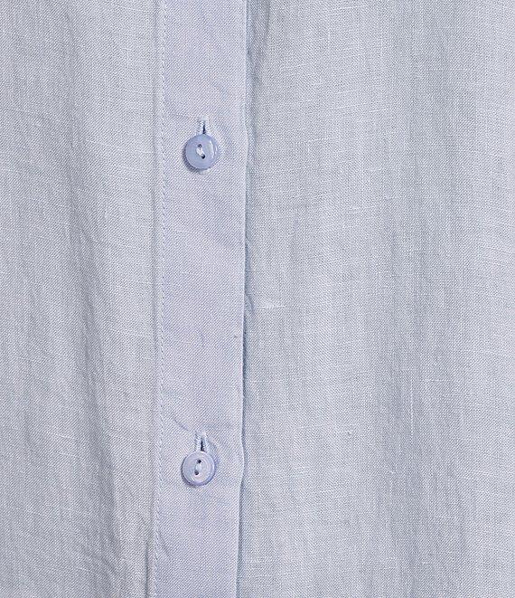Eileen Fisher Organic Linen Handkerchief Classic Collar Button Front Long Sleeve Shirt Product Image