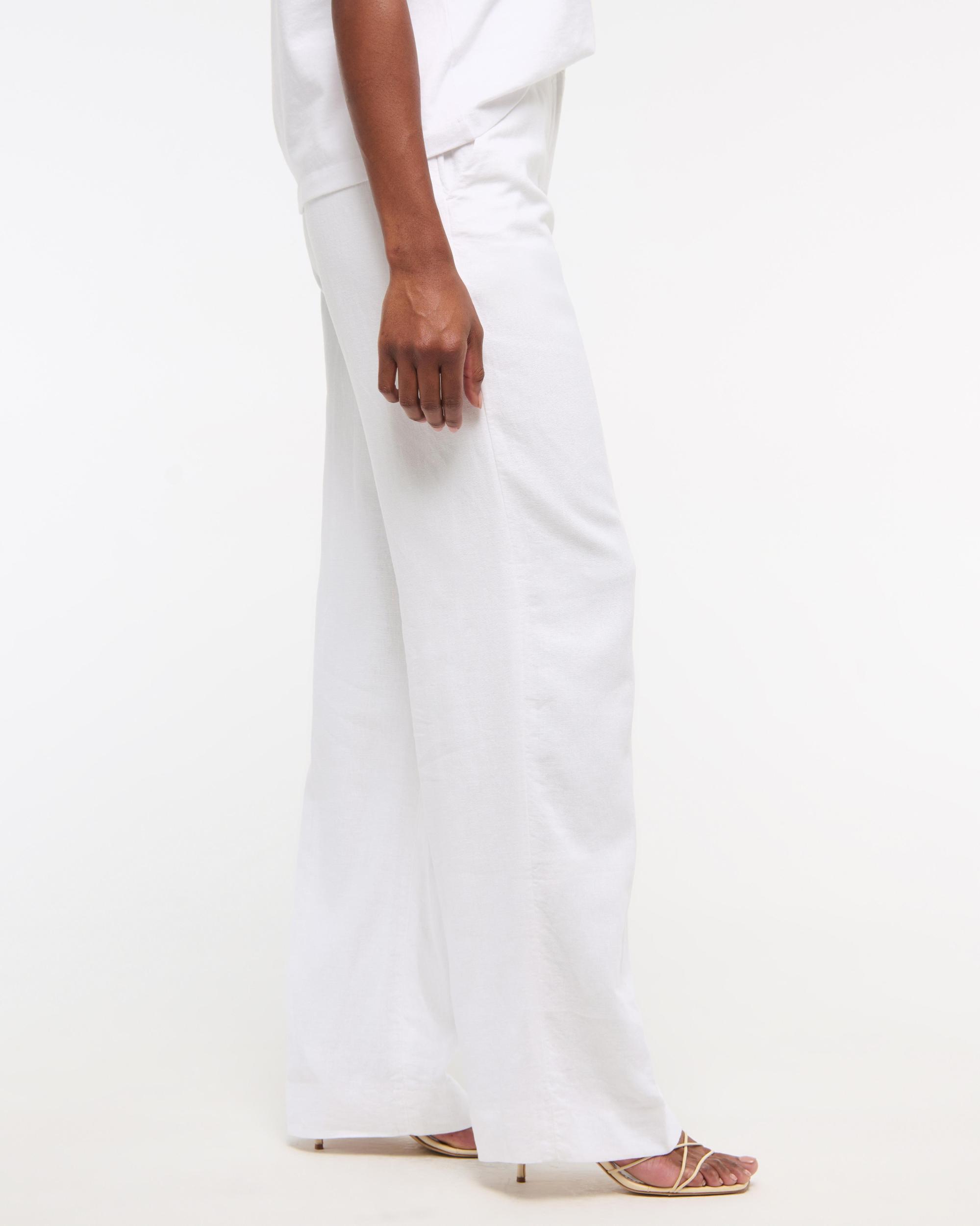 Tailored Linen-Blend Wide Leg Pant Product Image