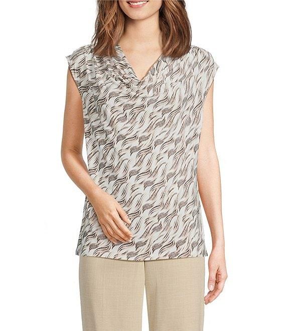 Anne Klein Pleated Cowl Neck Sleeveless Top Product Image
