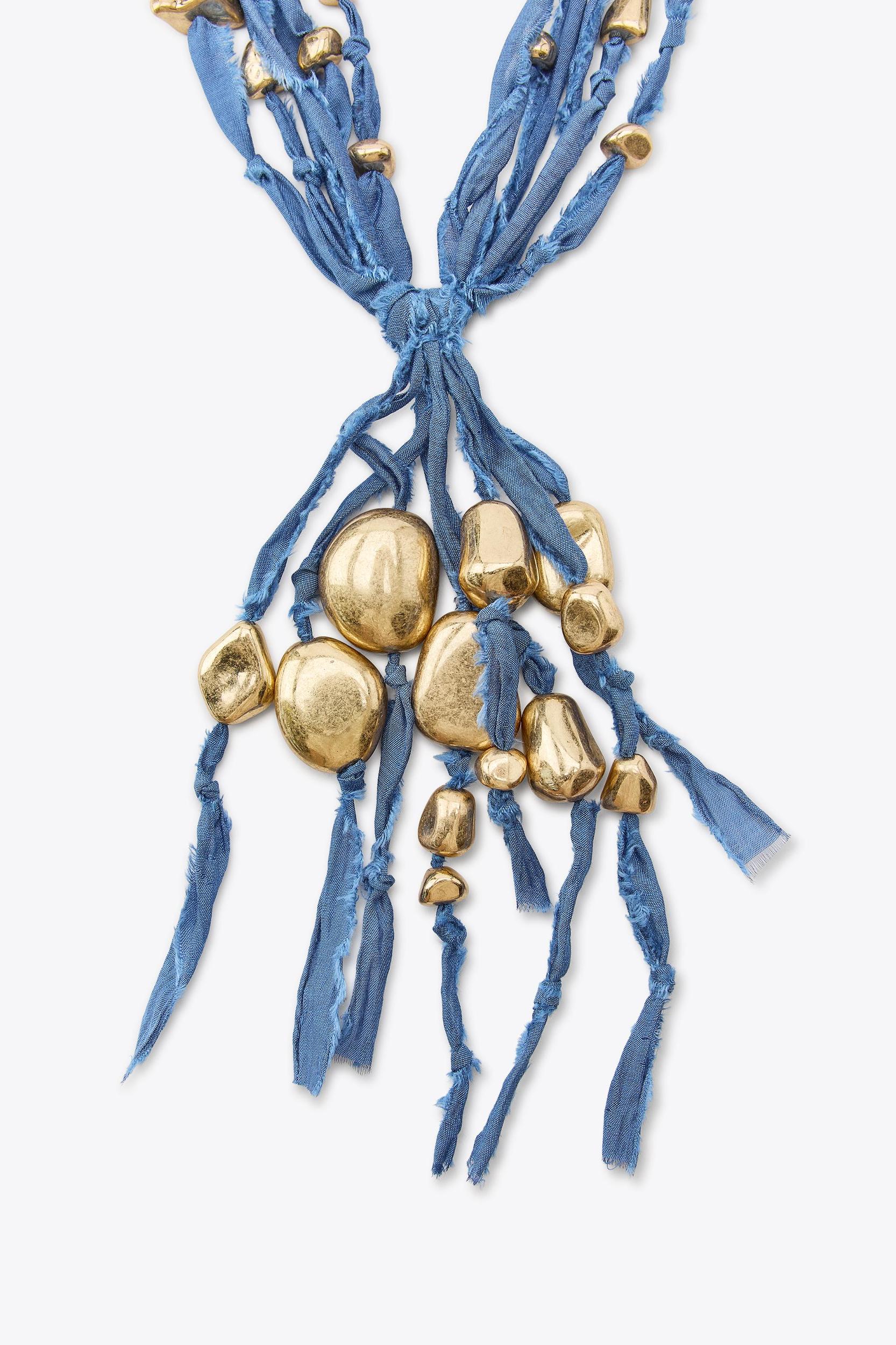 WOVEN NECKLACE WITH METAL PIECES Product Image