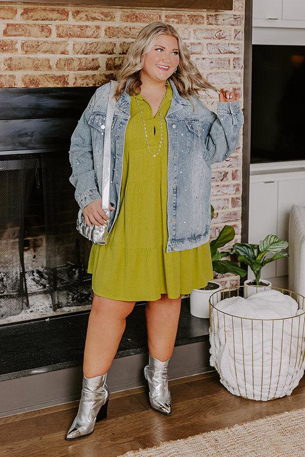 Newsworthy Style Linen-Blend Babydoll Dress In Lime Curves Product Image