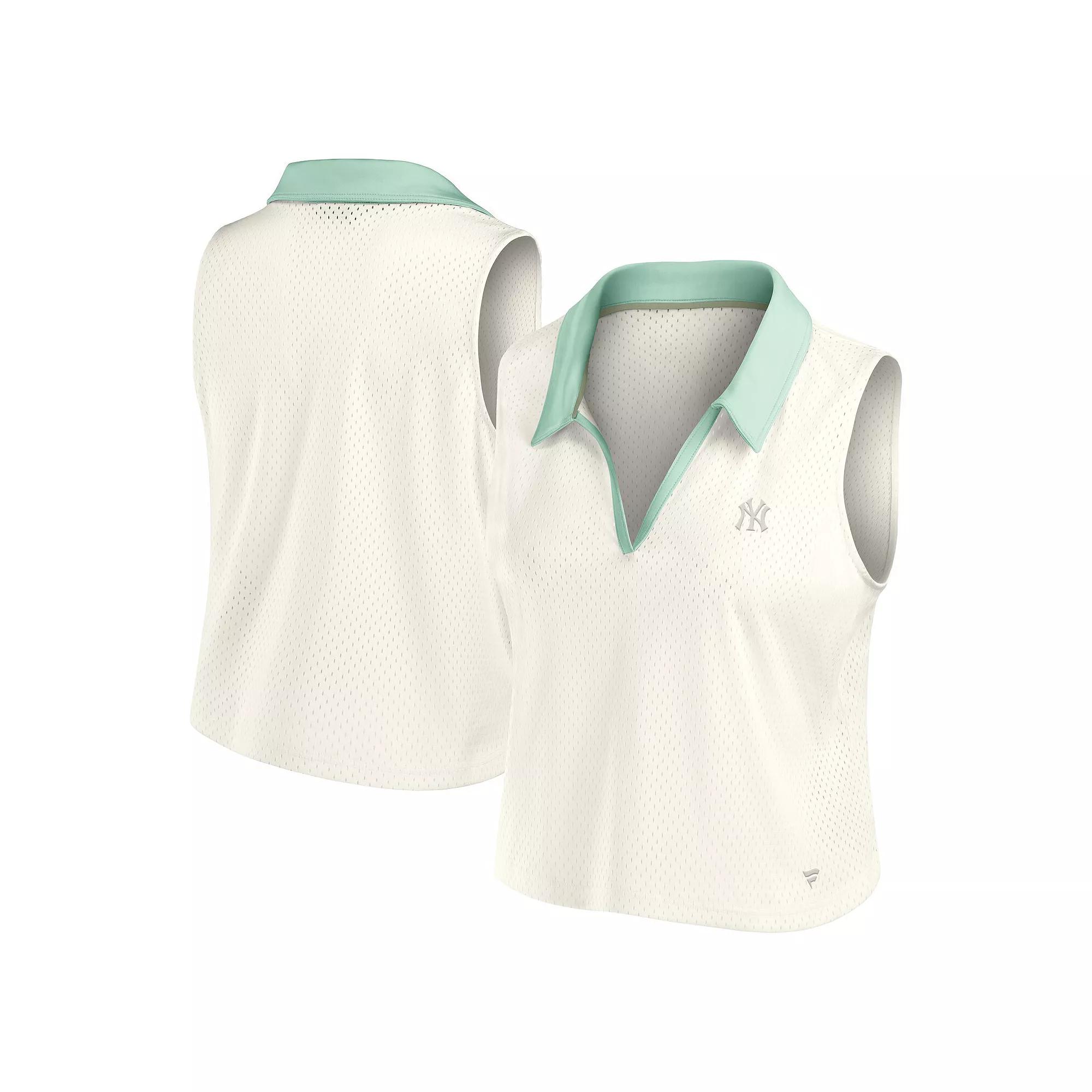 Women's Fanatics Cream New York Yankees Studio Wellness V-Neck Tank Top,  Product Image