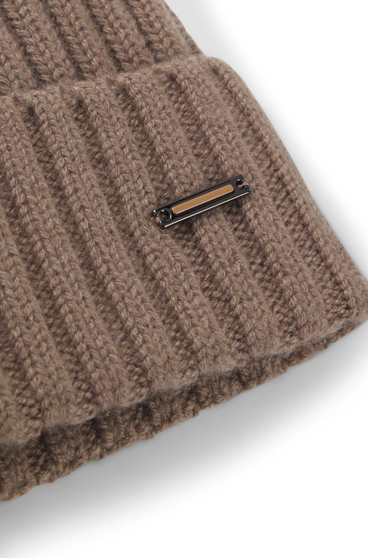 Cashmere beanie hat with ribbing Product Image