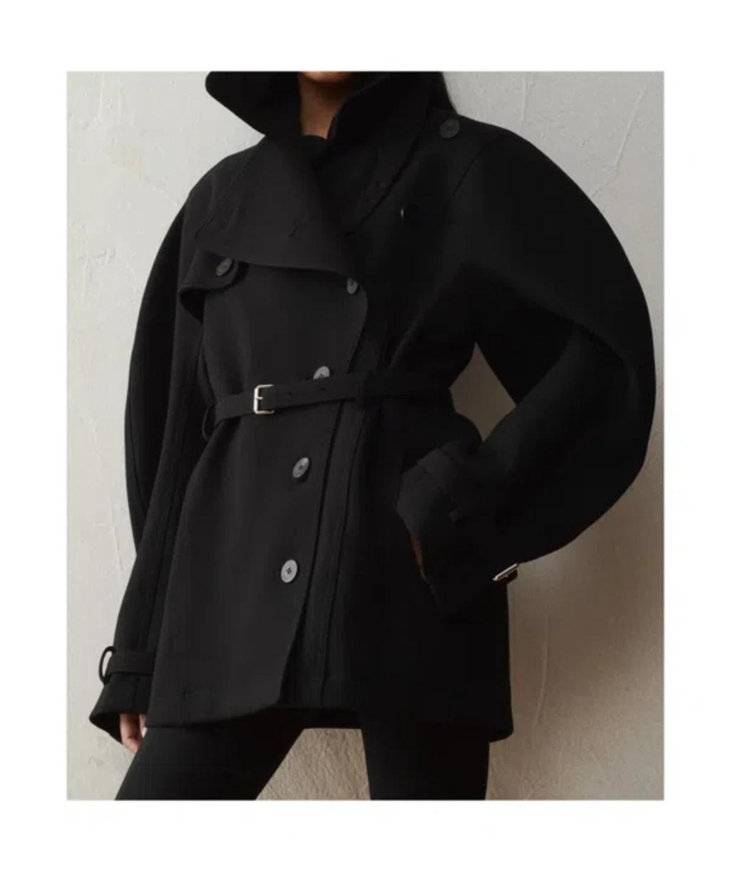 JACQUEMUS Womens Black Ovalo Court Belted Stetch-woven Trench Coat Product Image