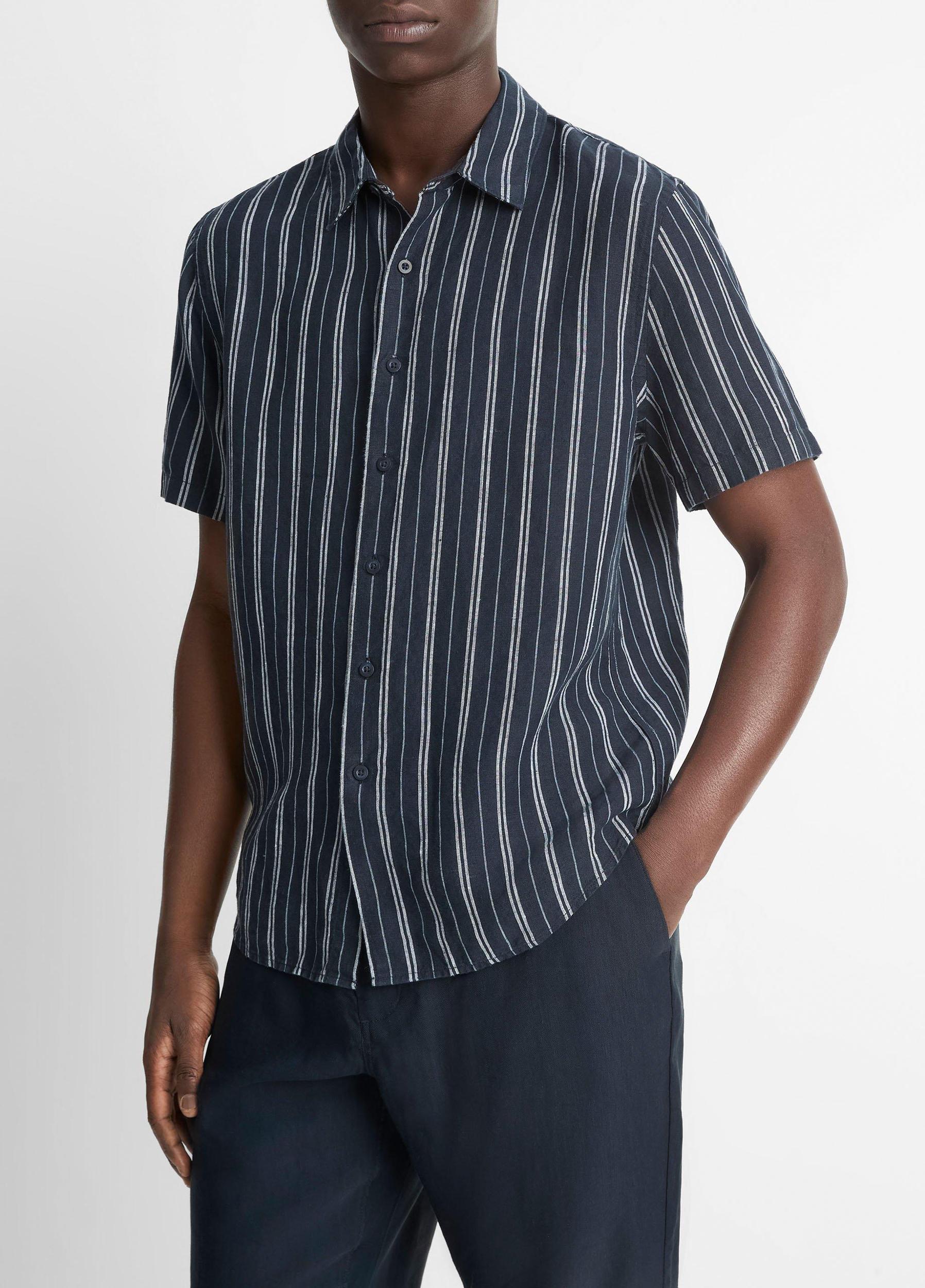 Mesa Stripe Hemp Short-Sleeve Shirt Product Image