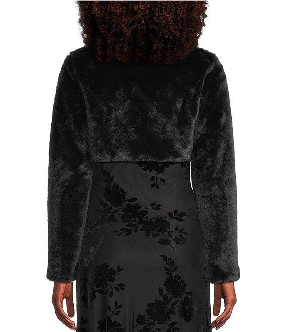 I.N. San Francisco Faux Fur Long Sleeve Cropped Shrug Product Image