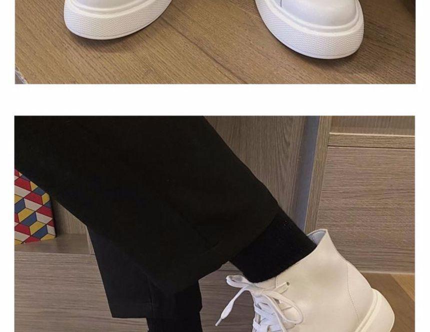 Faux Leather Lace-Up Platform Shoes Product Image