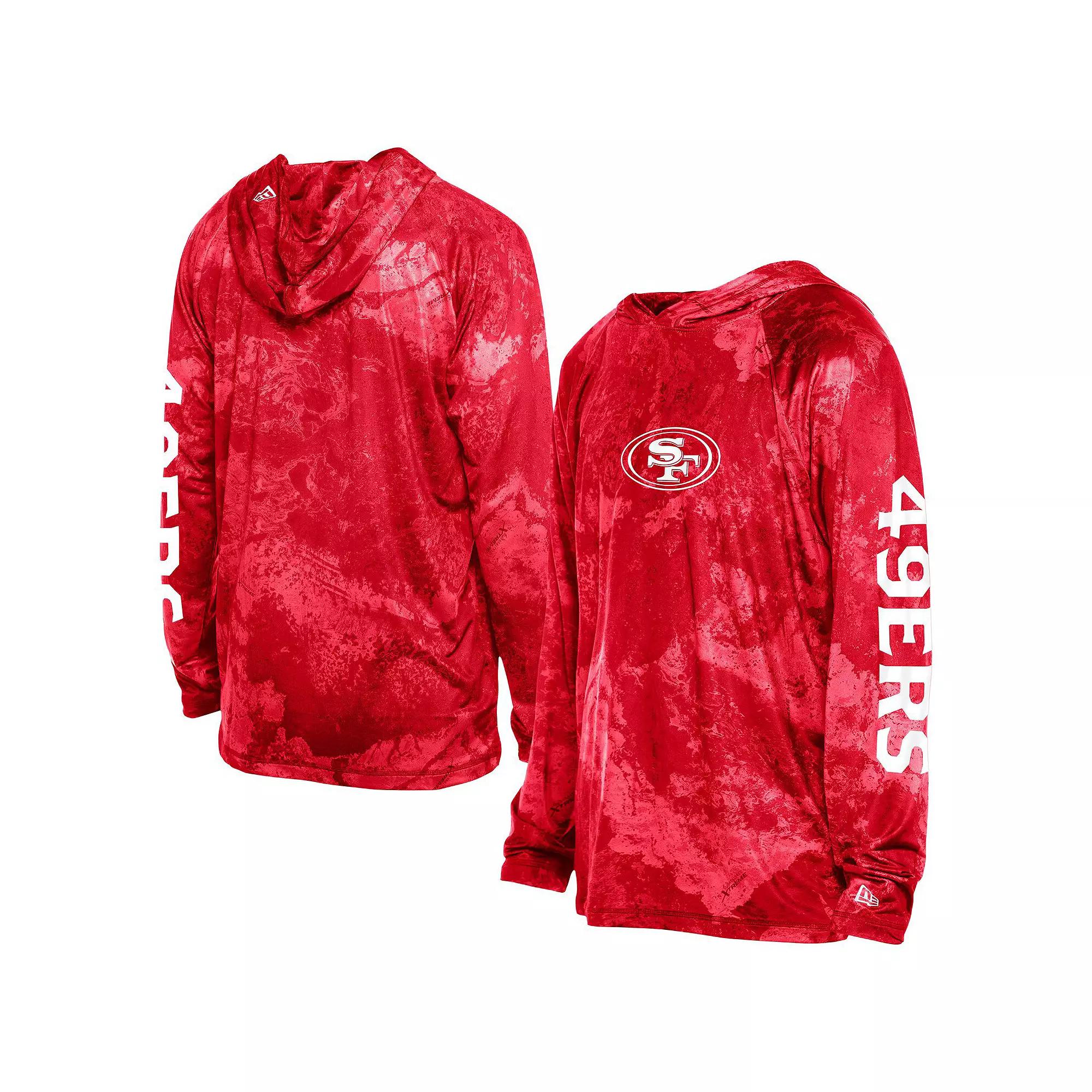 Men's New Era Red San Francisco 49ers RealTree Xtreme Camo Raglan Long Sleeve Hooded Top,  Product Image