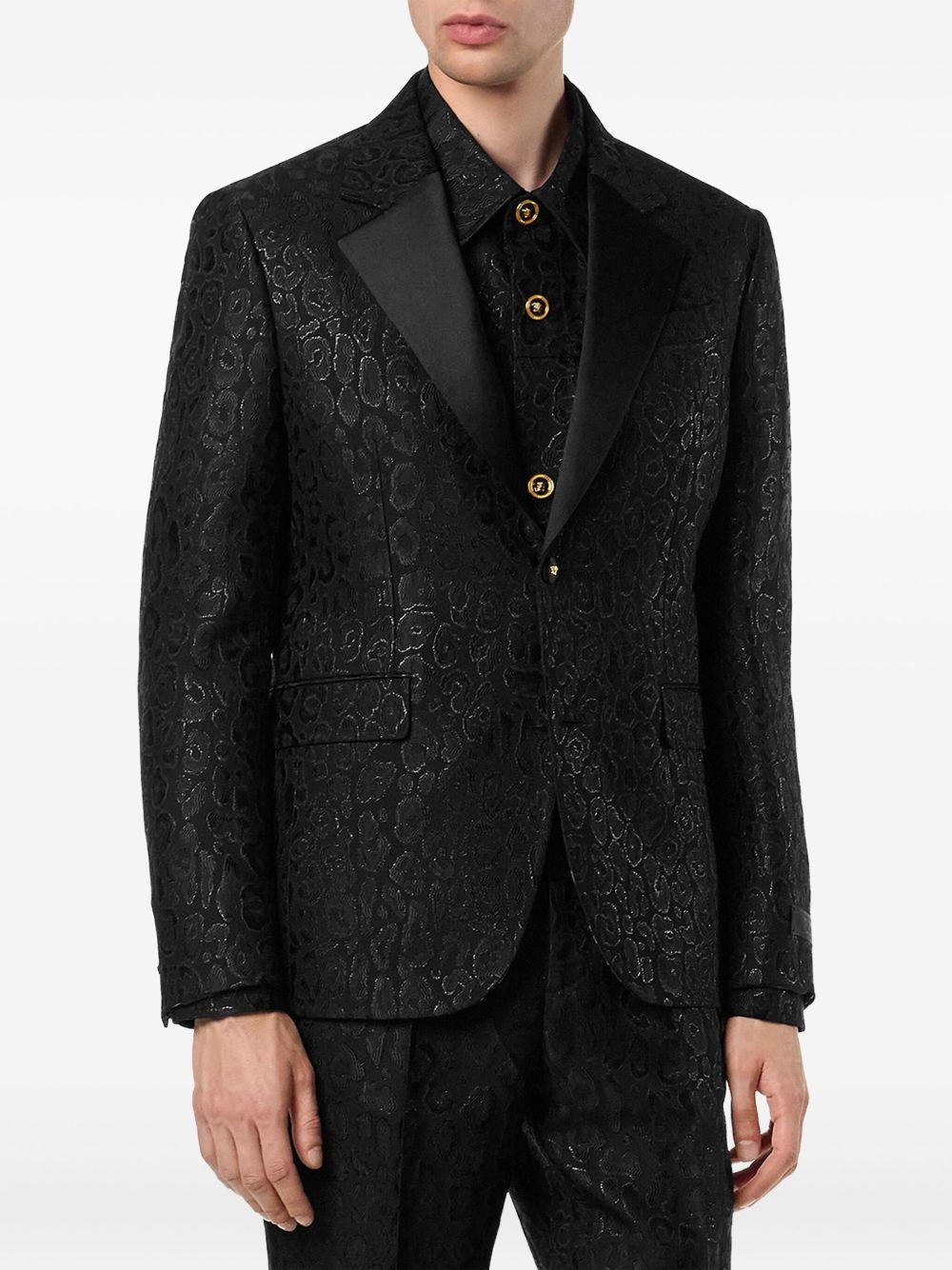 leopard-print satin-lapel blazer Product Image