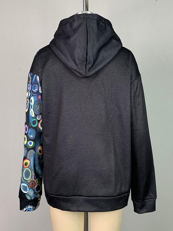 Long Sleeves Printed Hooded Hoodies Tops Product Image