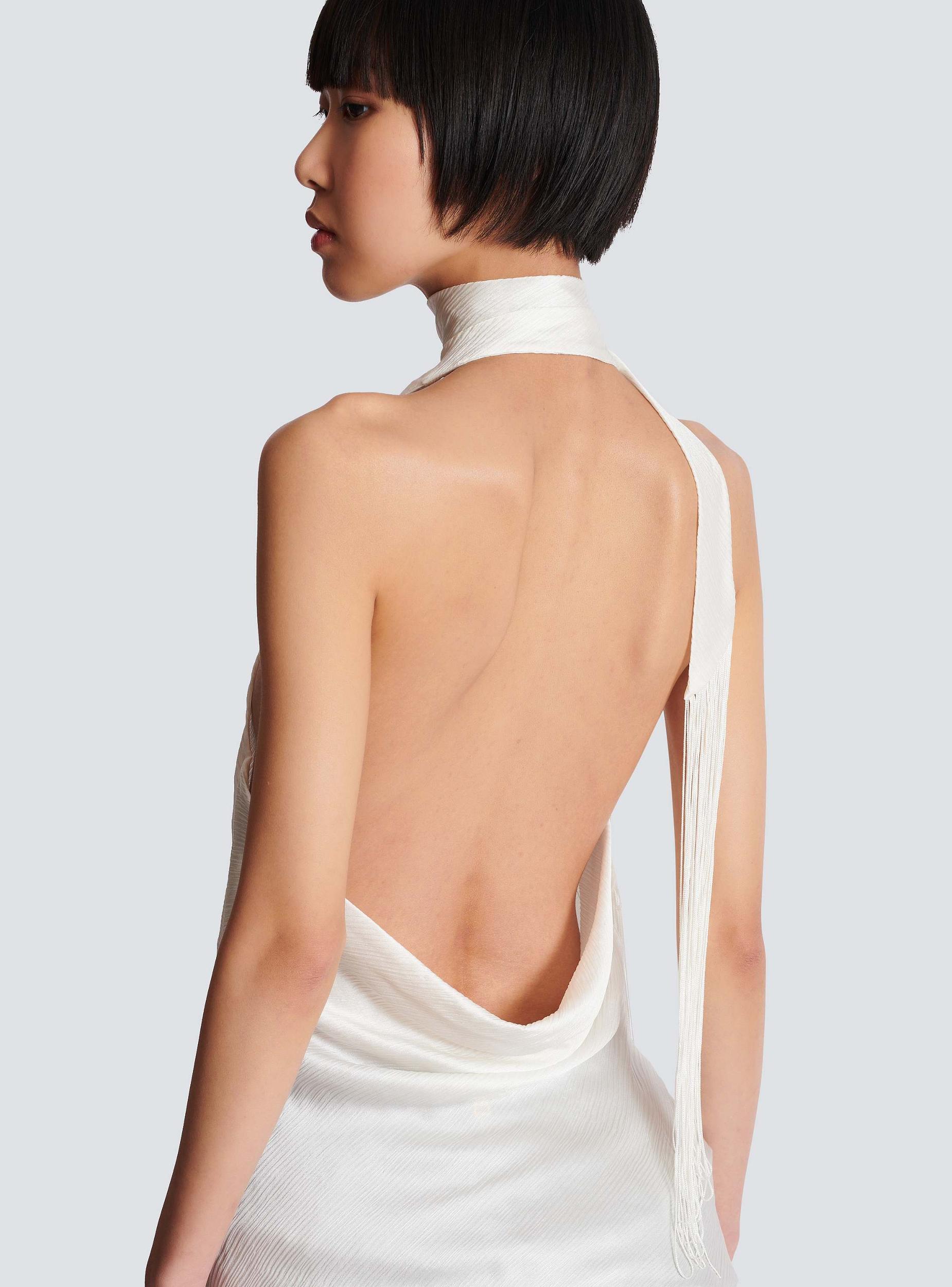 Backless fringed satin top Product Image