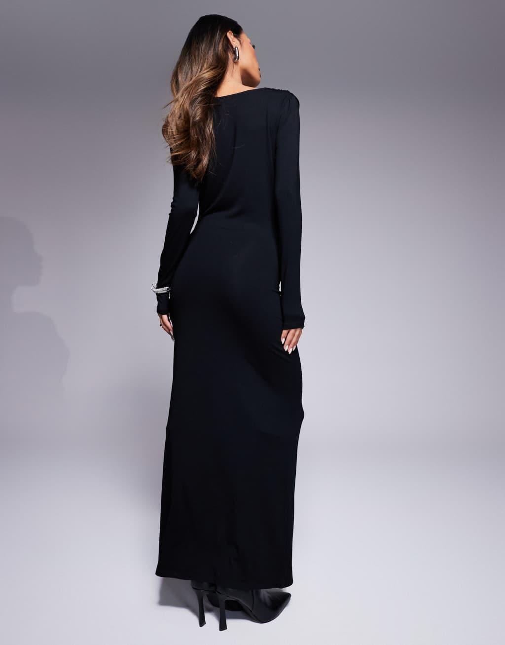 ASOS DESIGN super plunge cowl maxi dress in black Product Image