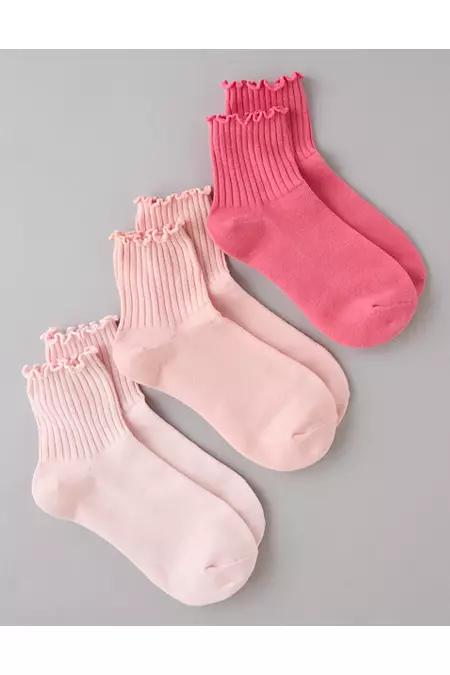 AE Ruffle Boyfriend Socks 3-Pack Women's Product Image