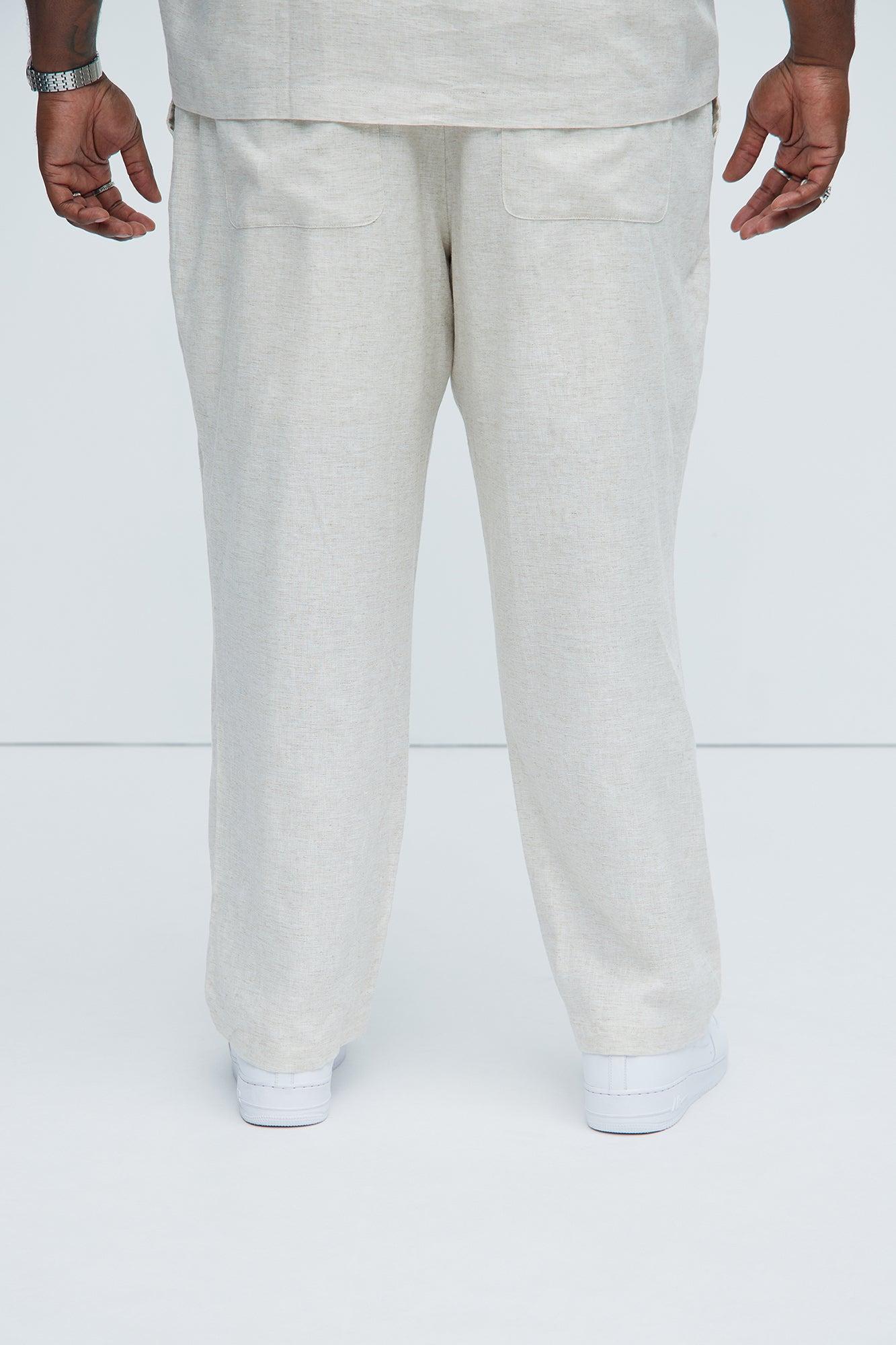 Bahamas Straight Linen Pants - Oatmeal Product Image