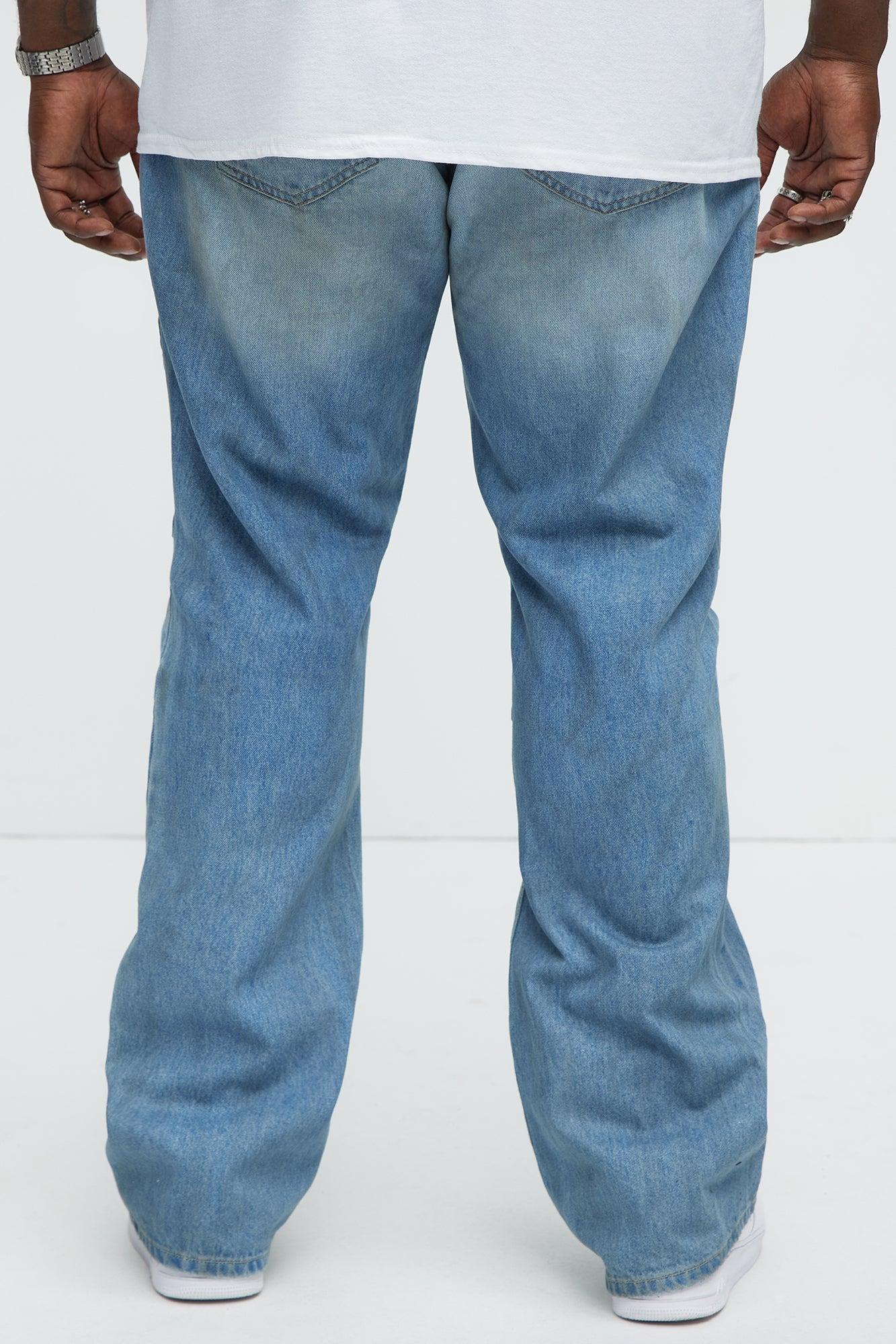 Out And About Ripped Stacked Slim Flare Jeans - Light Wash Male Product Image
