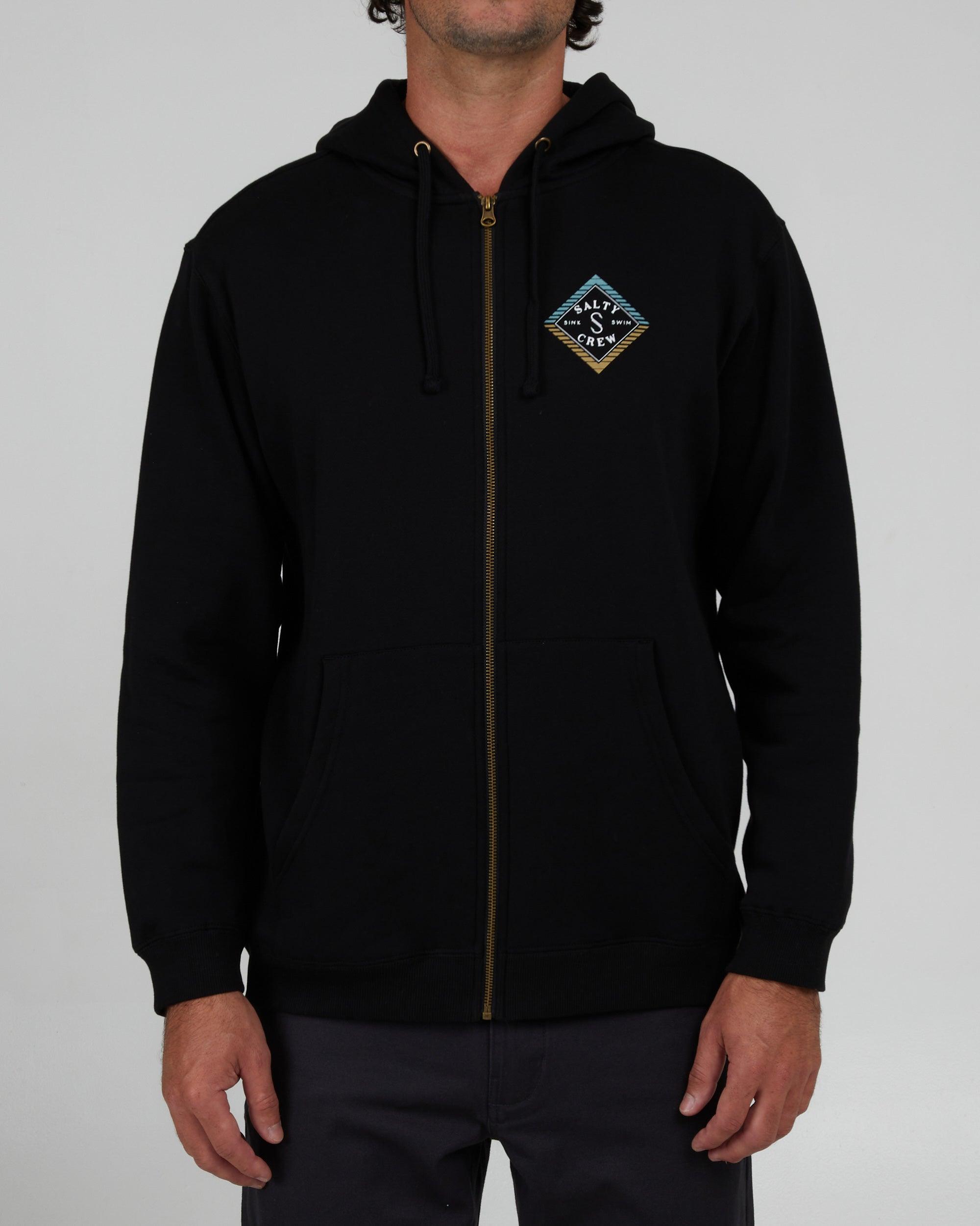 Faded Zip Fleece Hoodie - Black Male Product Image