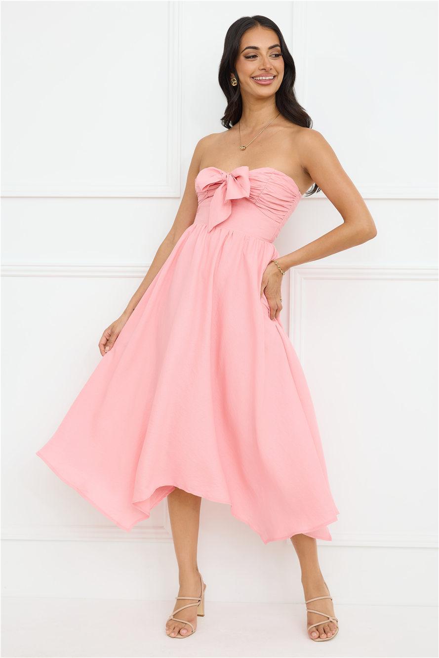 Saltwater Soul Strapless Midi Dress Pink Product Image