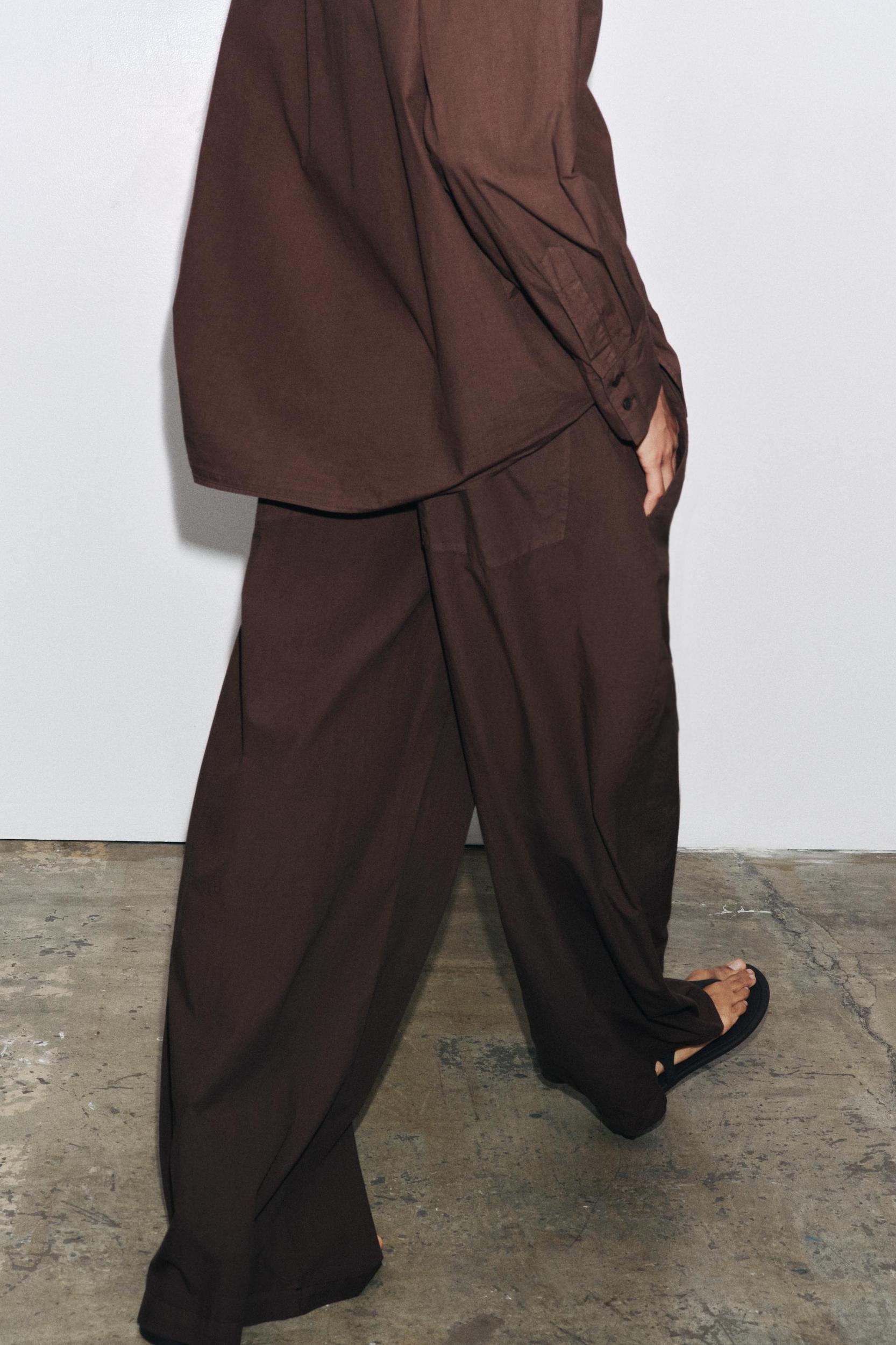 ZW COLLECTION POPLIN WIDE LEG PANTS Product Image