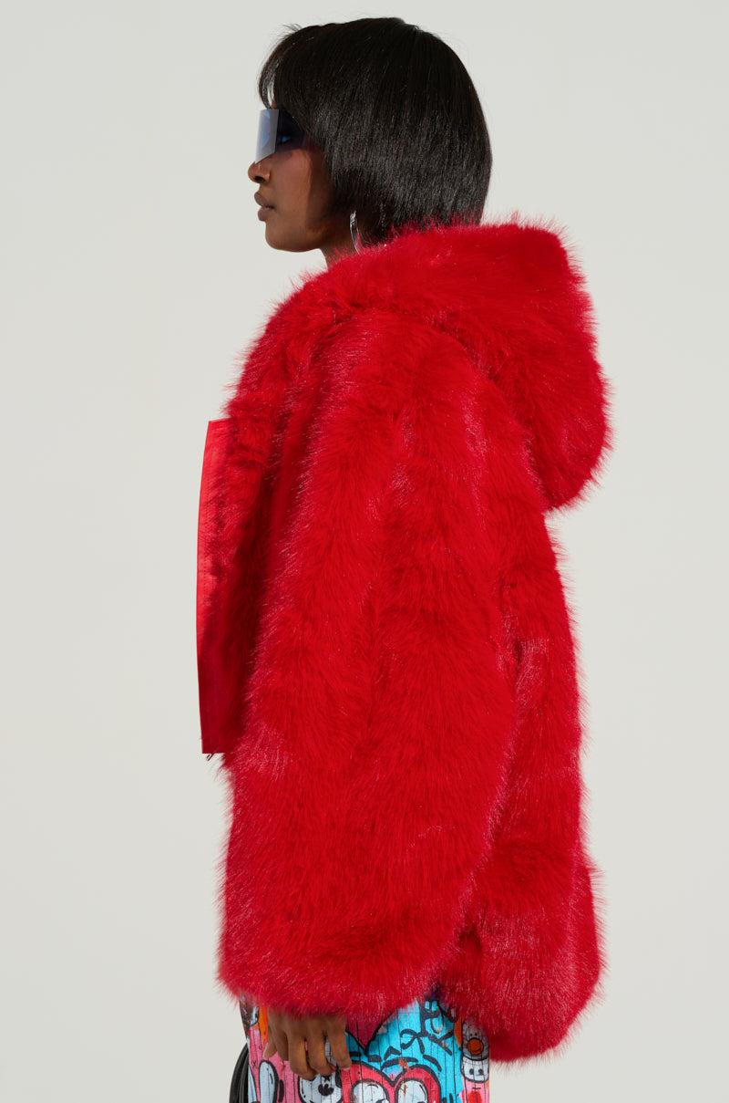 LOOK AT ME NOW HOODED FUR BOMBER Product Image
