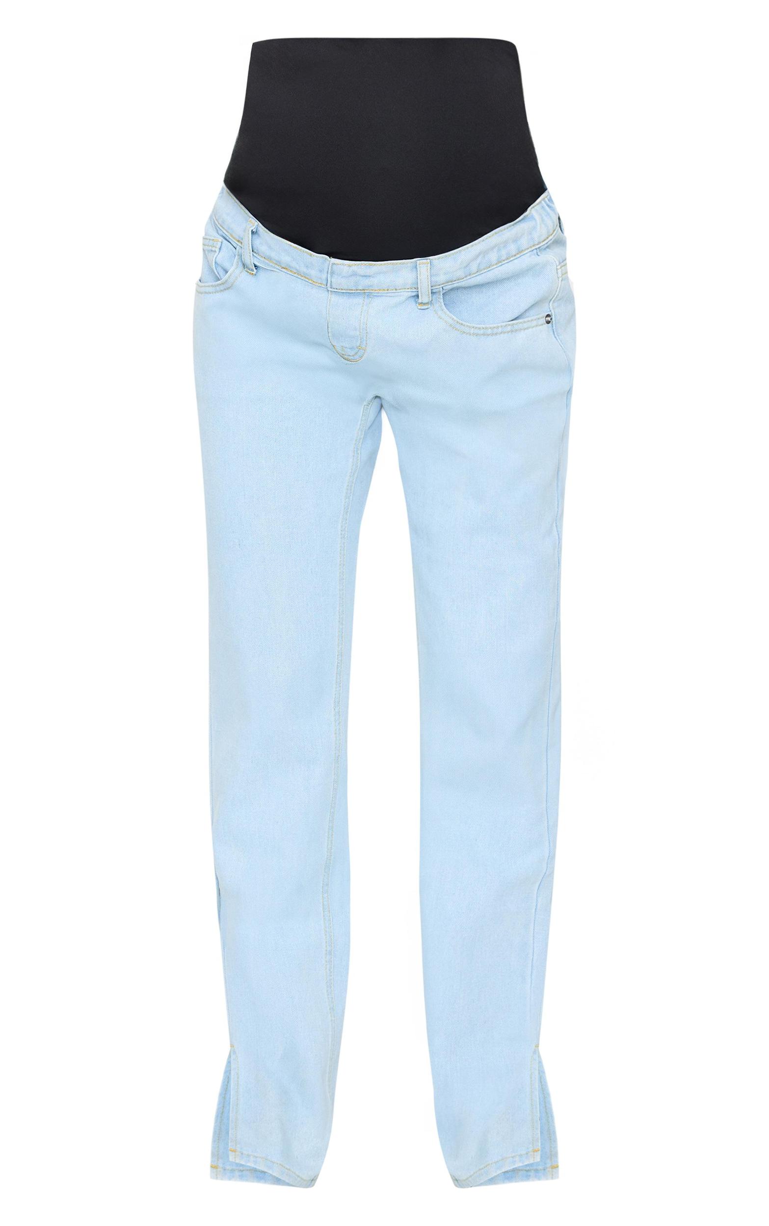 Maternity Light Blue Wash Split Hem Jeans Product Image