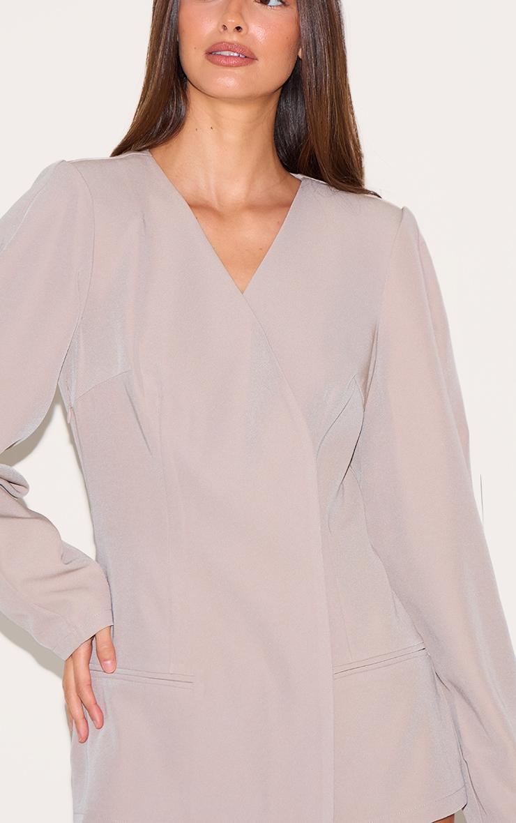 Mushroom Cross Front Cocoon Sleeve Tailored Romper Product Image