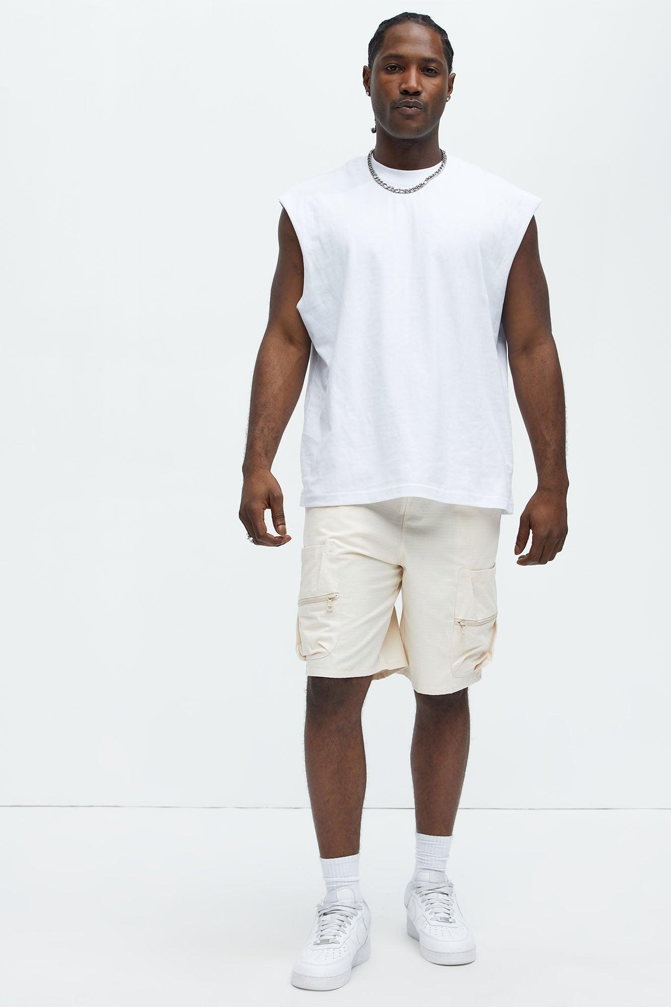 Stacked Ripstop Relaxed Cargo Shorts - Khaki Product Image