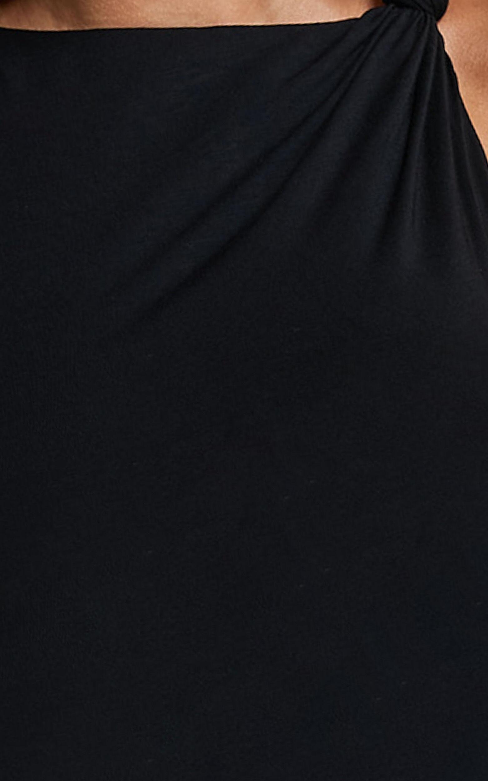 Aisha Maxi Dress - Sleeveless Twist Strap Bodycon Dress in Black Product Image