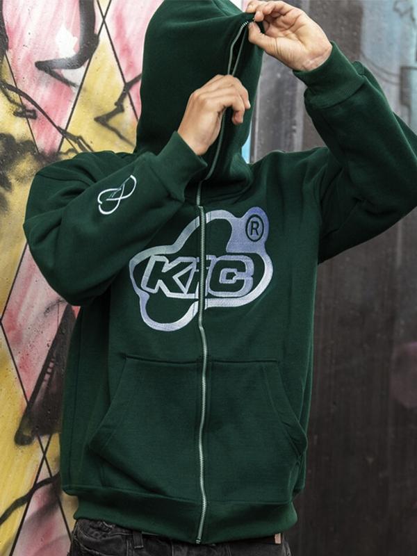 Men's Print Zip Up Oversized Hoodie Product Image